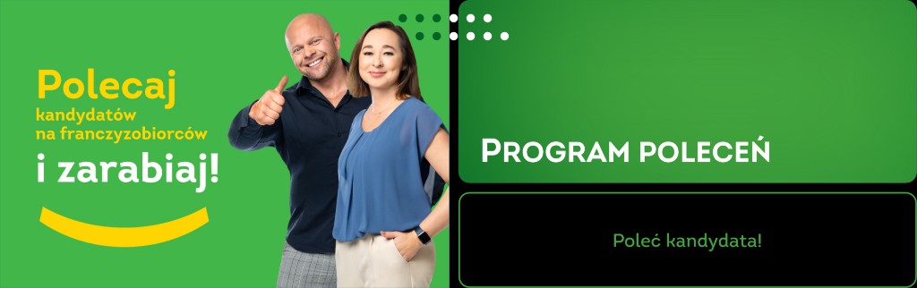 Baner: Polecaj kandydatów na franczyzobiorców i zarabiaj — Program poleceń Żabka